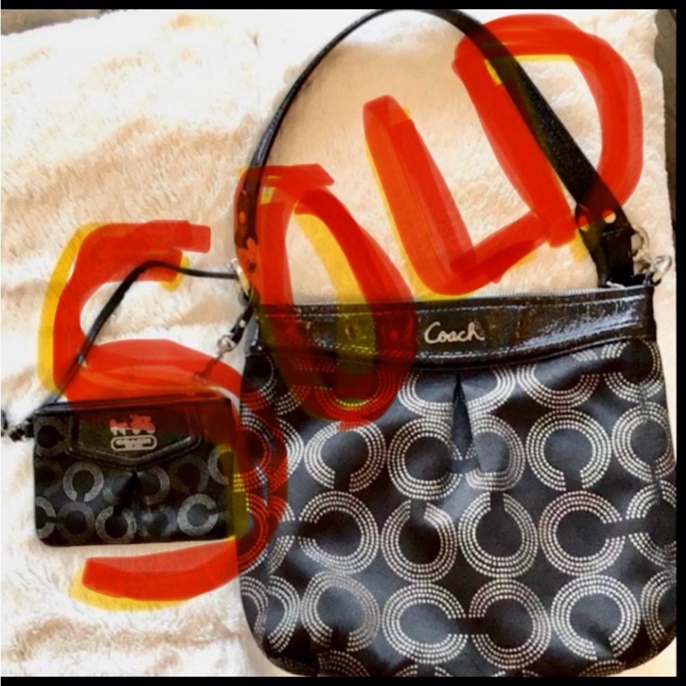SOLD SOLD Beautiful black Coach purse with silver hardware. Like new condition!